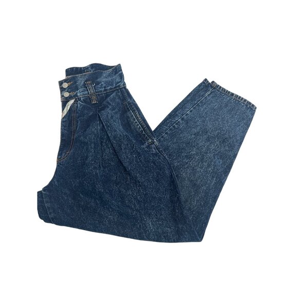 VINTAGE JORDACHE 80s HIGH RISE PLEATED ACID WASH DENIM JEANS 13/14 - Picture 6 of 10